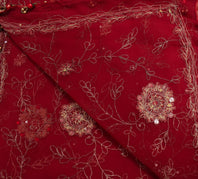 Sushila Vintage Red Heavy Dupatta Art Georgette Zari Embroidered Long Stole Wrap