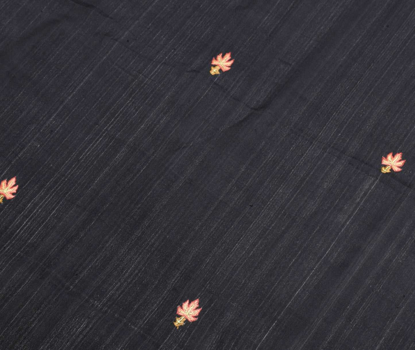 Sushila Vintage Black Dupatta Hand Embroidered Pure Silk Floral Long Stole Hijab