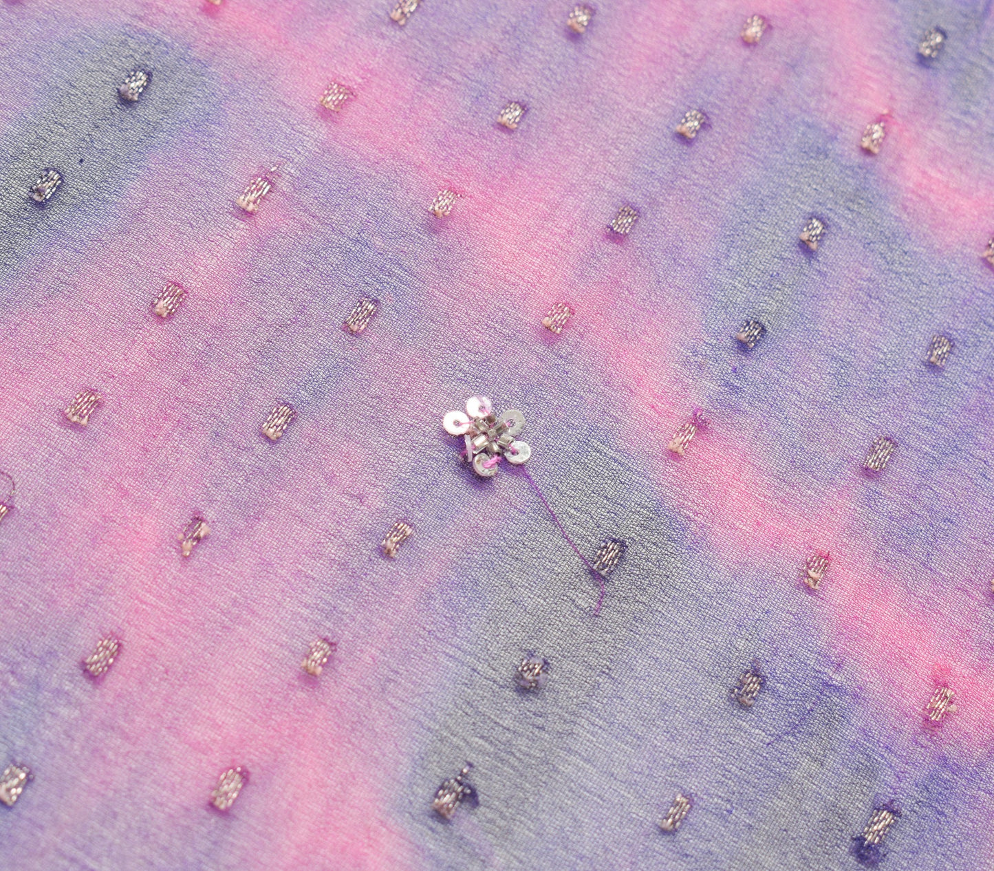 Sushila Vintage Magenta Tie-Dye Dupatta Pure Georgette Zari Brocade Long Stole