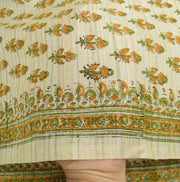 Sushila Vintage Cream Art Silk Dupatta Hand Block Printed Floral Long Stole Wrap