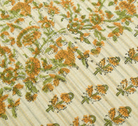Sushila Vintage Cream Art Silk Dupatta Hand Block Printed Floral Long Stole Wrap