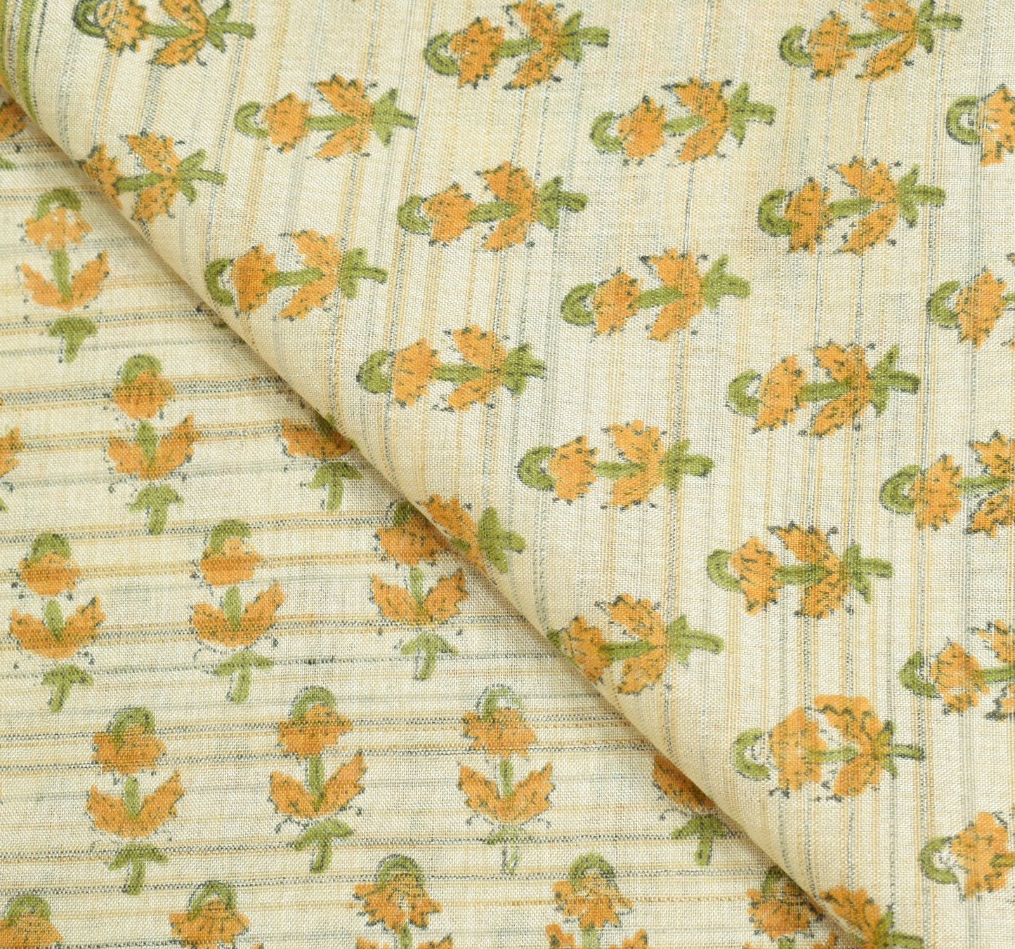 Sushila Vintage Cream Art Silk Dupatta Hand Block Printed Floral Long Stole Wrap