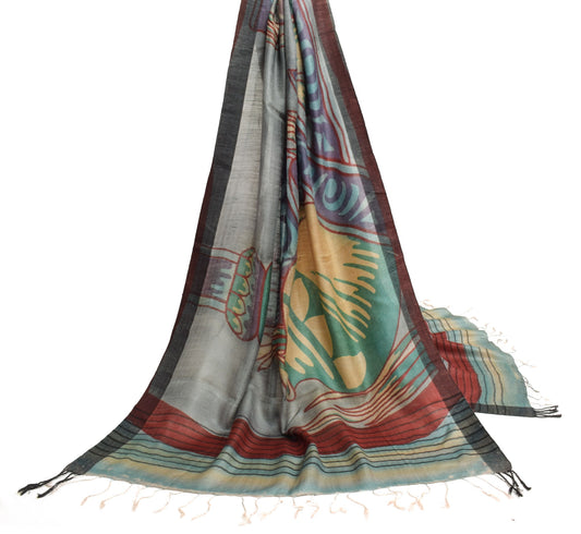 Sushila Vintage Pure Woolen Dupatta Multi-Color Antique Woven Long Stole Shawl