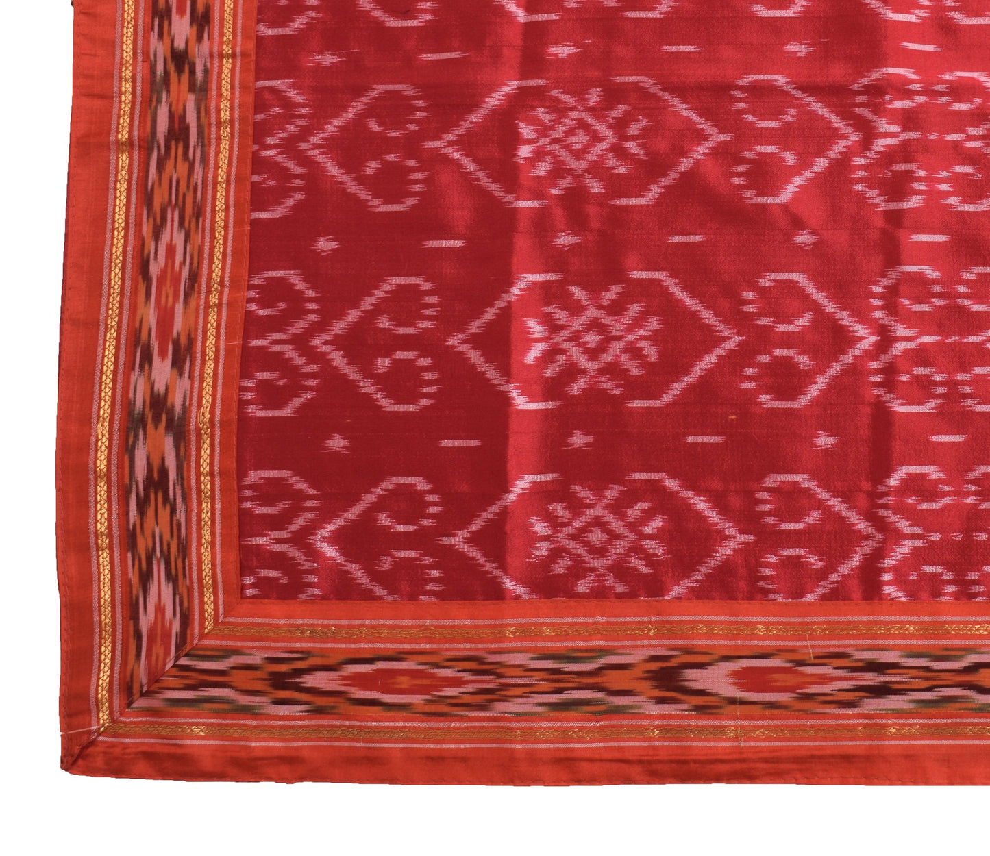Sushila Vintage Maroon Ikat Dupatta Pure Silk Hans Woven Soft  Long Stole Scarve