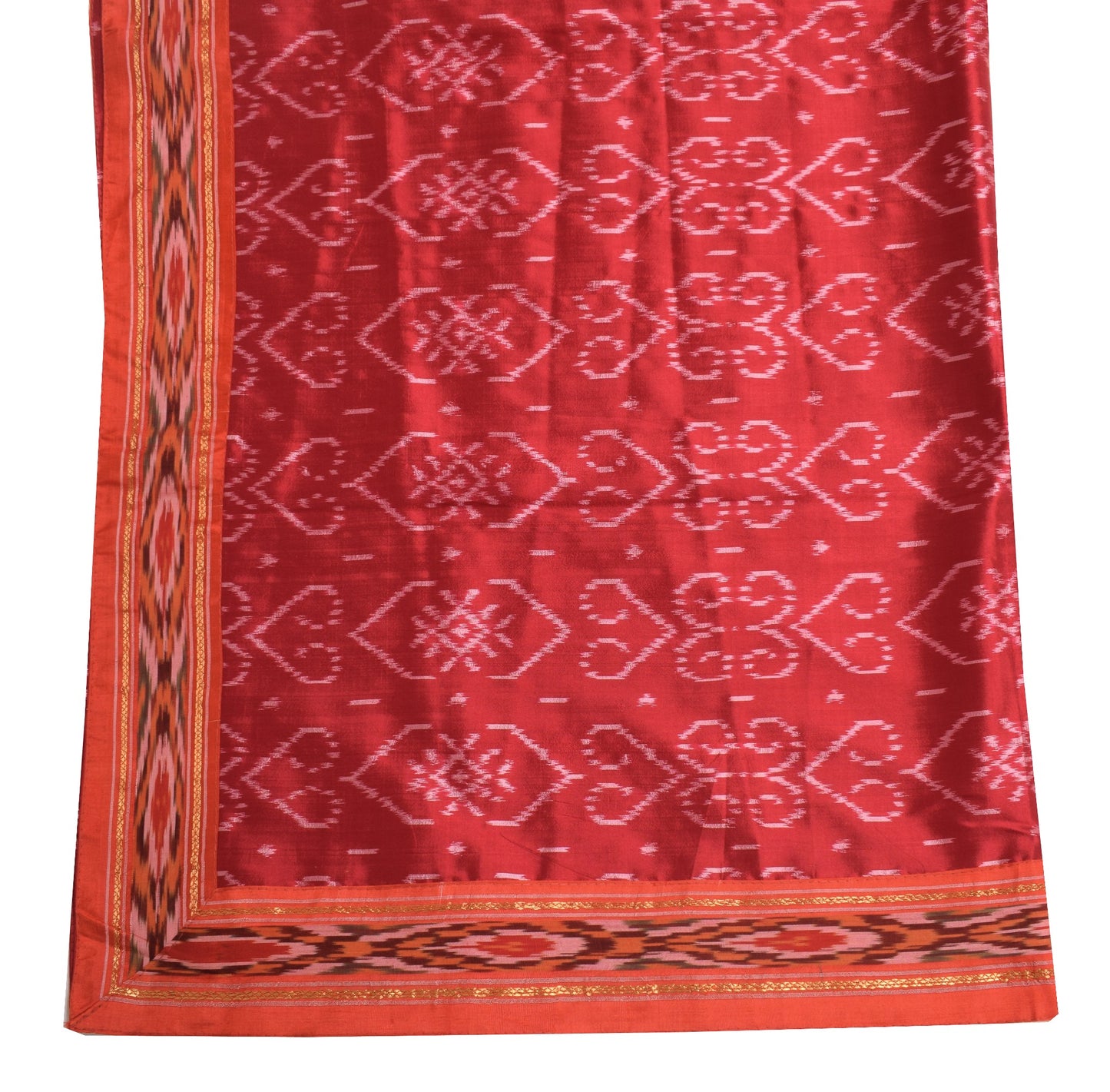 Sushila Vintage Maroon Ikat Dupatta Pure Silk Hans Woven Soft  Long Stole Scarve
