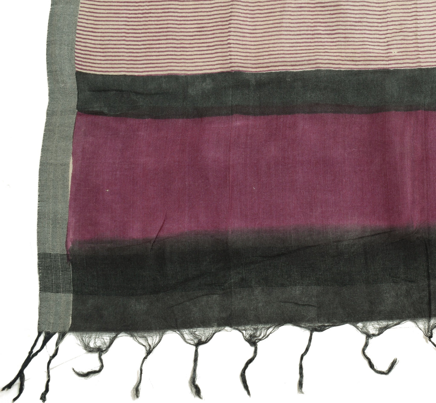 Sushila Vintage Cream Pure Woolen Dupatta Hand Block Printed Long Stole Shawl