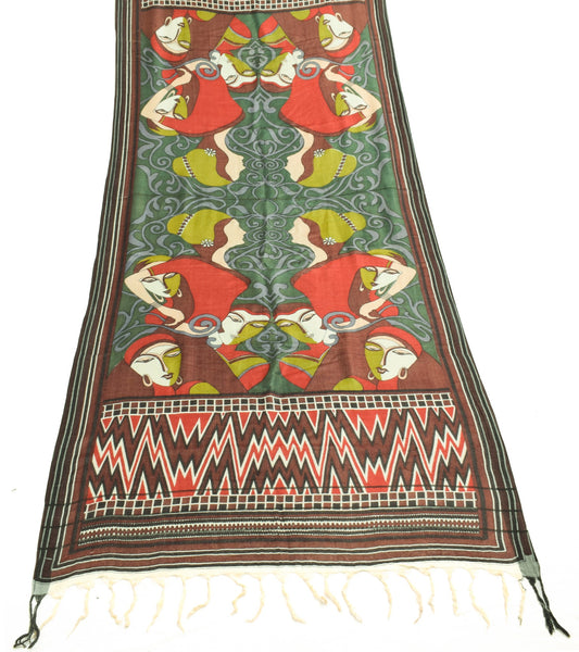 Sushila Vintage Multi-Color Antique Dupatta Soft Pure Woolen Woven Long Stole