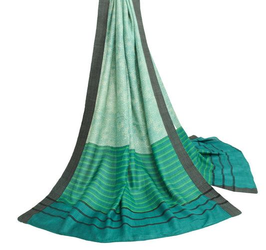 Sushila Vintage Pure Woolen Dupatta Floral Printed Shade of Green Long Stole