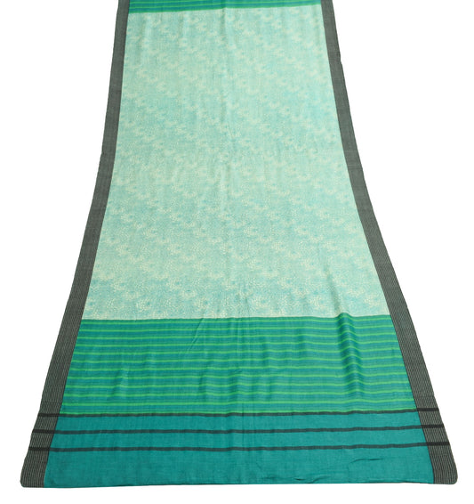 Sushila Vintage Pure Woolen Dupatta Floral Printed Shade of Green Long Stole