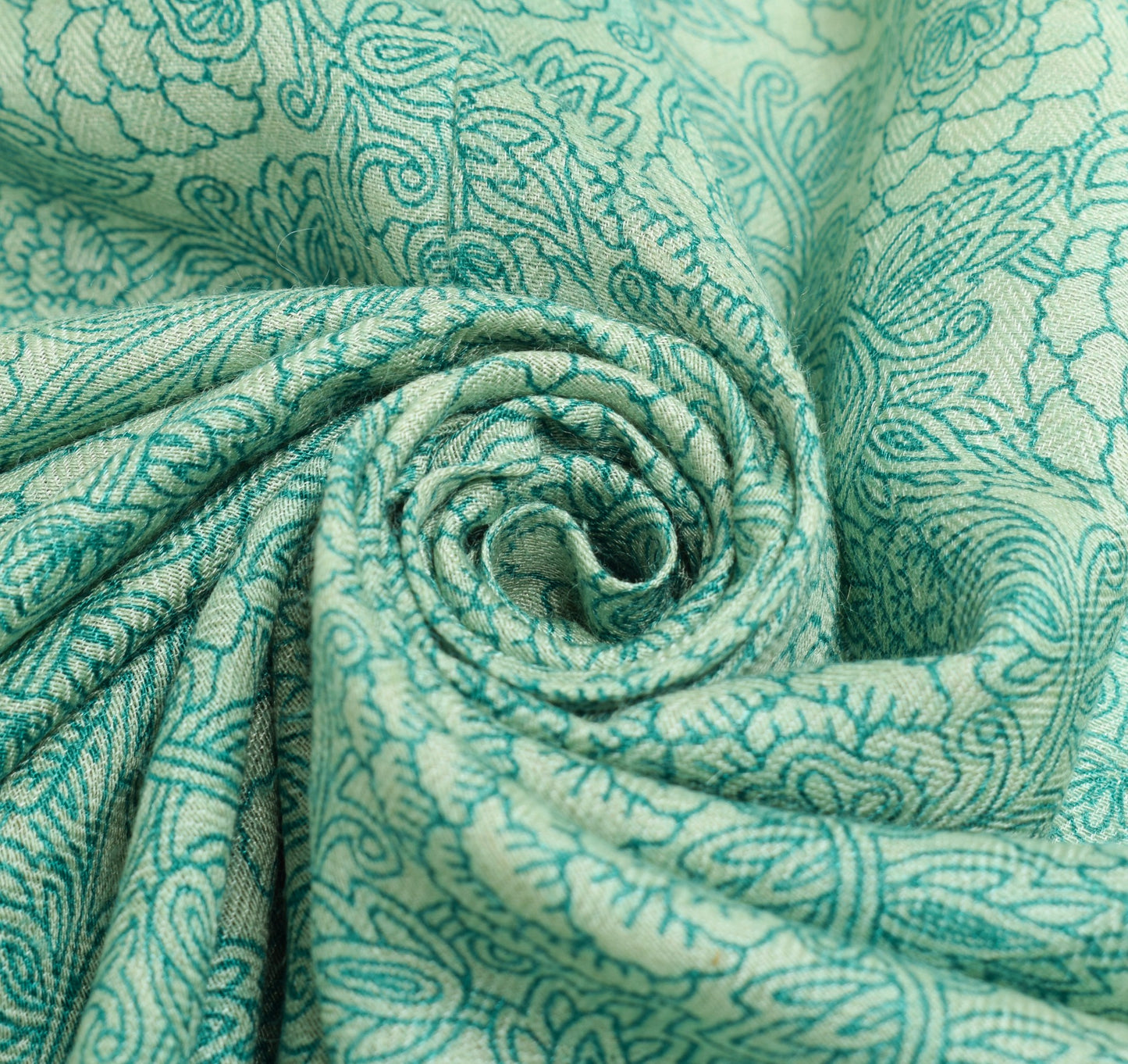 Sushila Vintage Pure Woolen Dupatta Floral Printed Shade of Green Long Stole