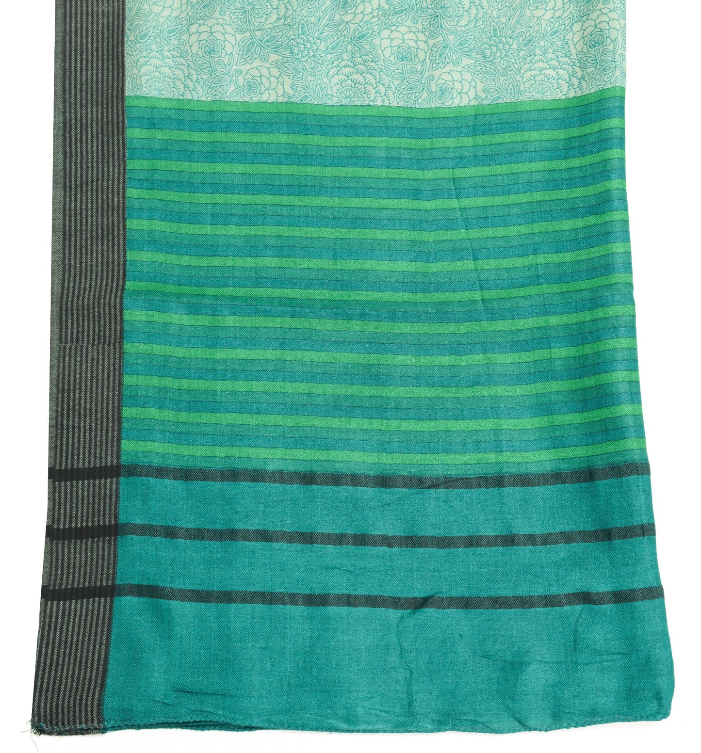 Sushila Vintage Pure Woolen Dupatta Floral Printed Shade of Green Long Stole