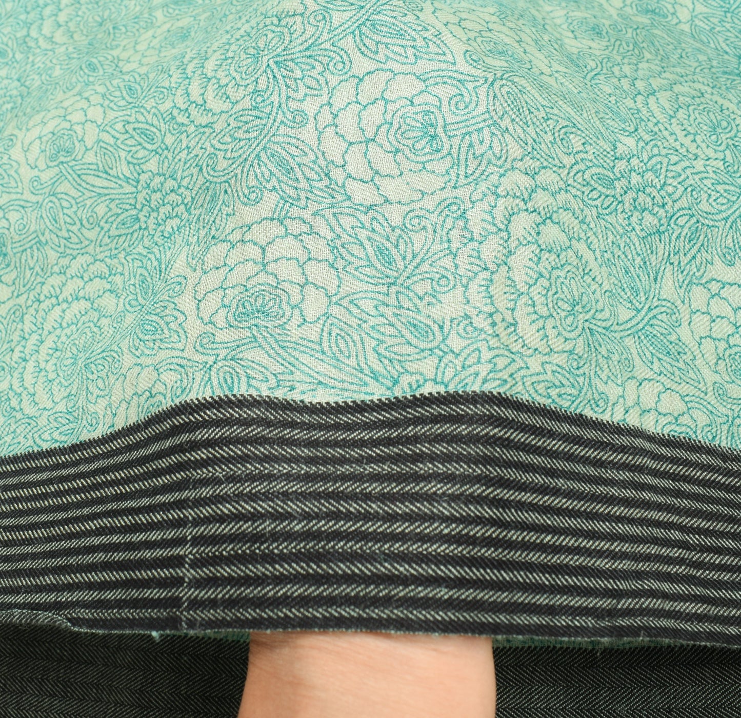 Sushila Vintage Pure Woolen Dupatta Floral Printed Shade of Green Long Stole