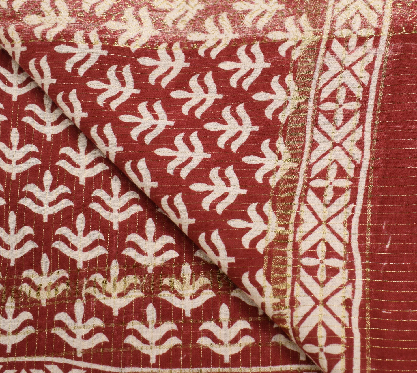 Sushila Vintage Yellow Dupatta 100%Pure Cotton Hand Block Printed Long Stole