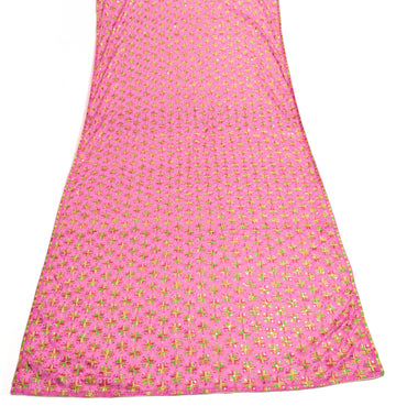 Sushila Vintage Fuchsia Pink Dupatta Art Chiffon Phulkari Embroidered Long Stole
