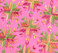 Sushila Vintage Fuchsia Pink Dupatta Art Chiffon Phulkari Embroidered Long Stole