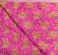 Sushila Vintage Fuchsia Pink Dupatta Art Chiffon Phulkari Embroidered Long Stole