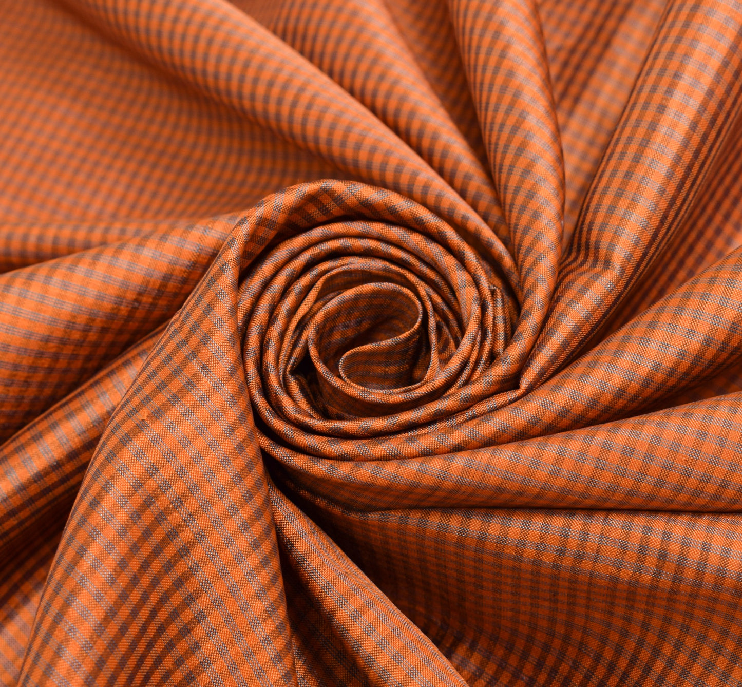 Sushila Vintage Rust Hand Woven 100% Pure Silk Checks Soft Long Stole Wrap Veil