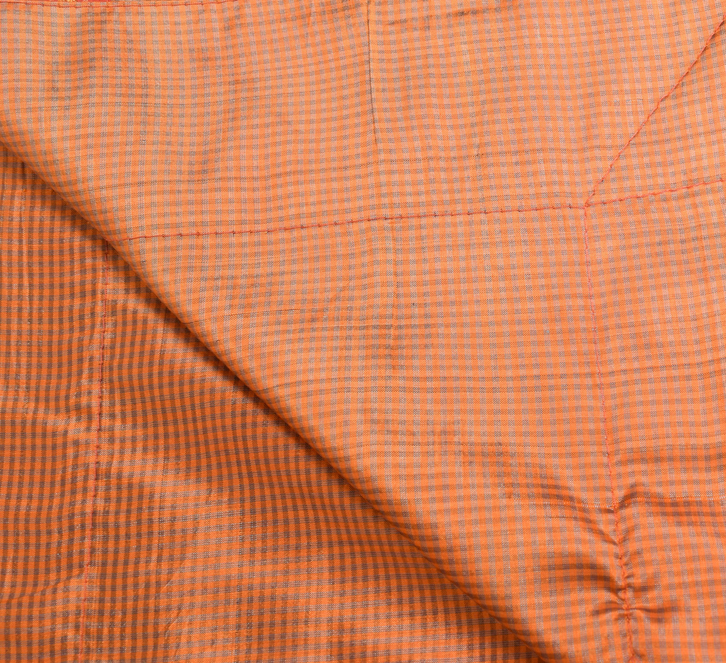Sushila Vintage Rust Hand Woven 100% Pure Silk Checks Soft Long Stole Wrap Veil