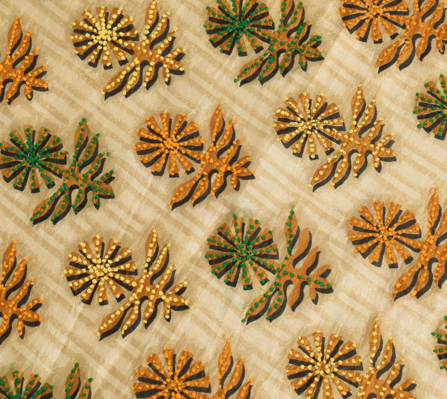 Sushila Vintage Light Brown Dupatta Pure Silk Hand Embroidered Floral Long Stole
