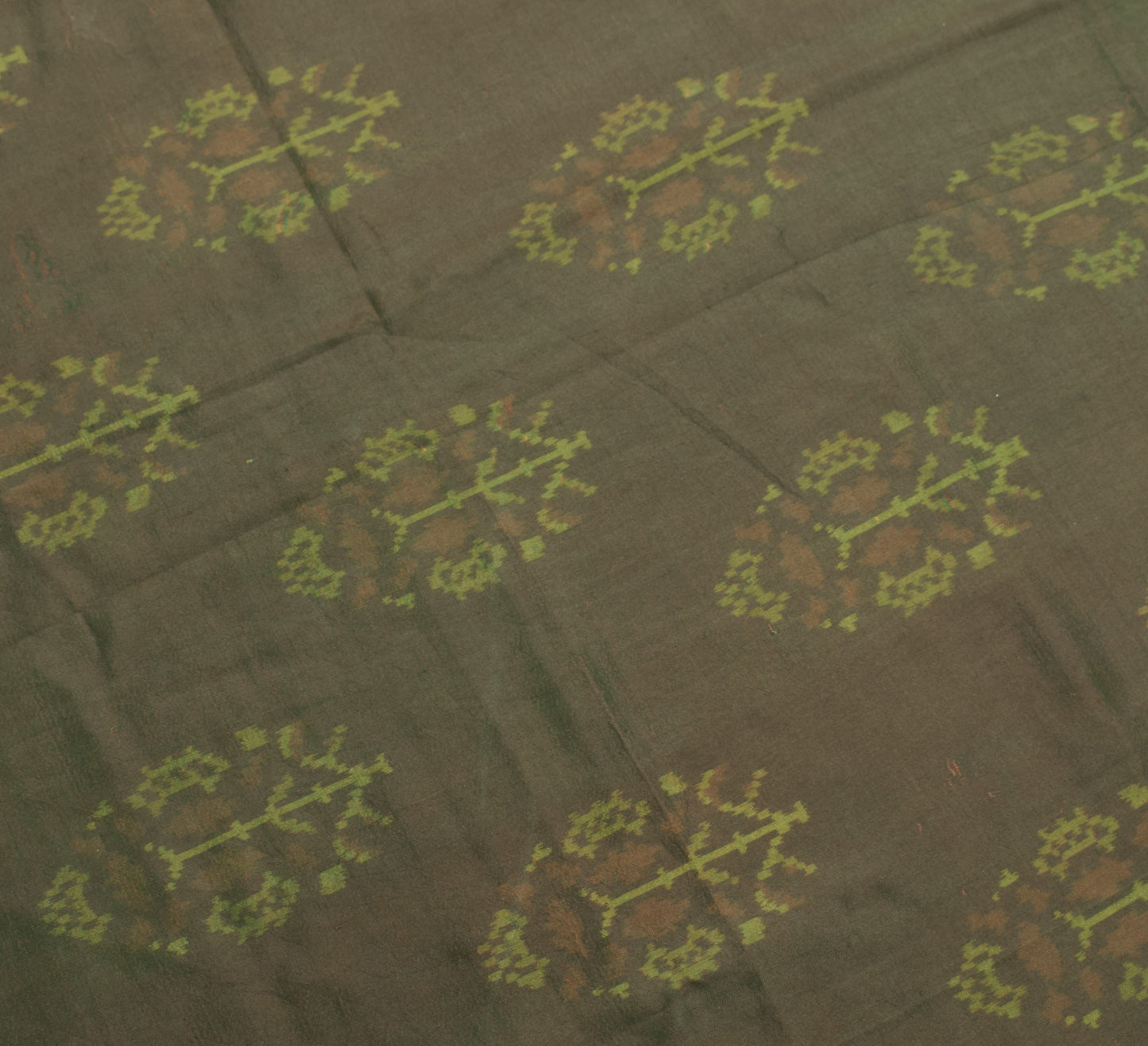 Sushila Vintage Green DualTone Dupatta Pure Silk Hand Woven Ikat Soft Long Stole