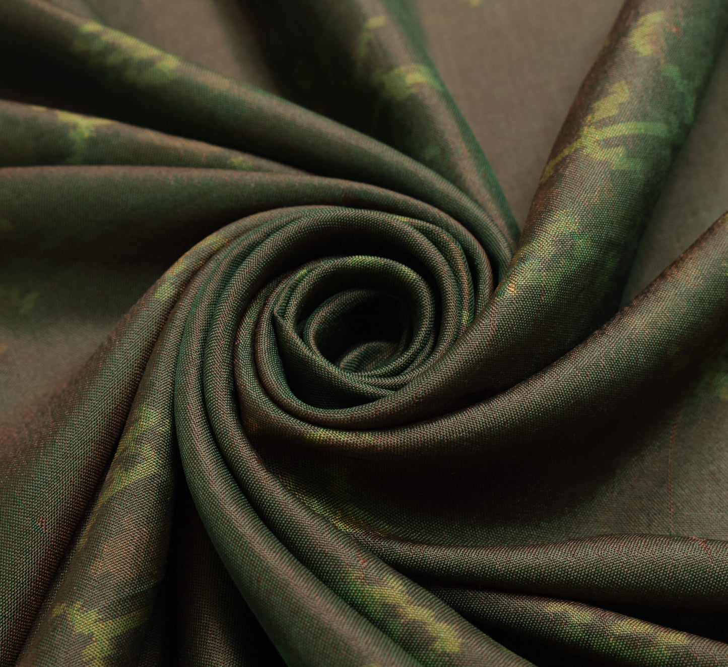 Sushila Vintage Green DualTone Dupatta Pure Silk Hand Woven Ikat Soft Long Stole