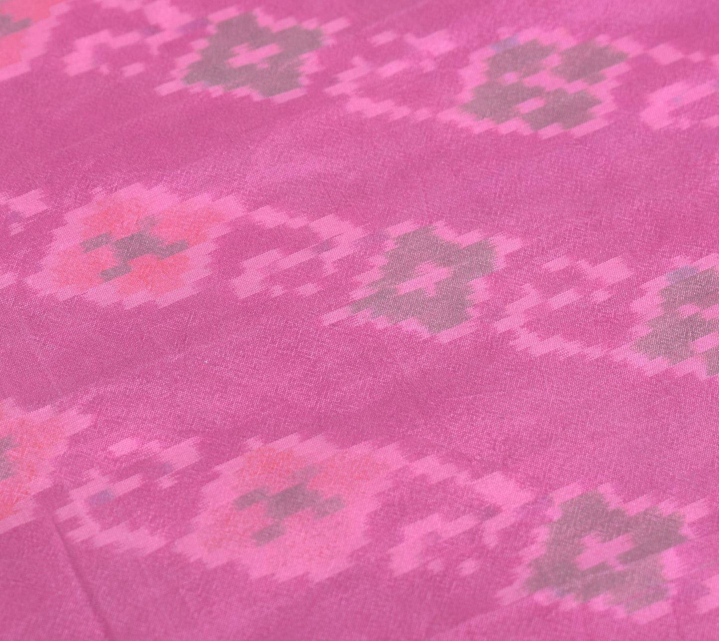 Sushila Vintage Fuchsia Pink Dupatta Pure Silk Hand Woven Ikat Soft Long Stole