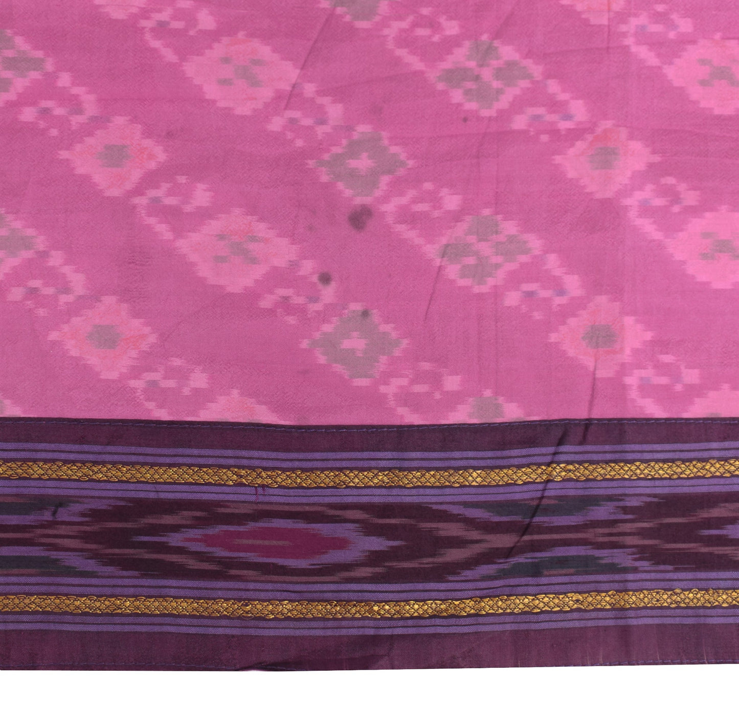 Sushila Vintage Fuchsia Pink Dupatta Pure Silk Hand Woven Ikat Soft Long Stole