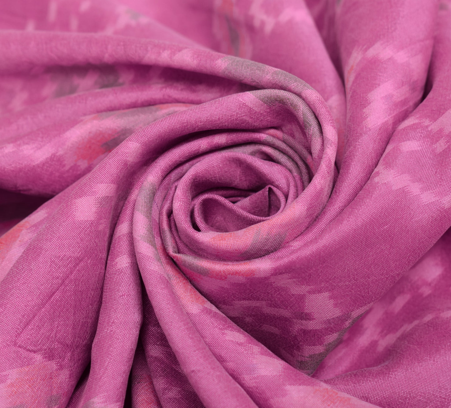Sushila Vintage Fuchsia Pink Dupatta Pure Silk Hand Woven Ikat Soft Long Stole