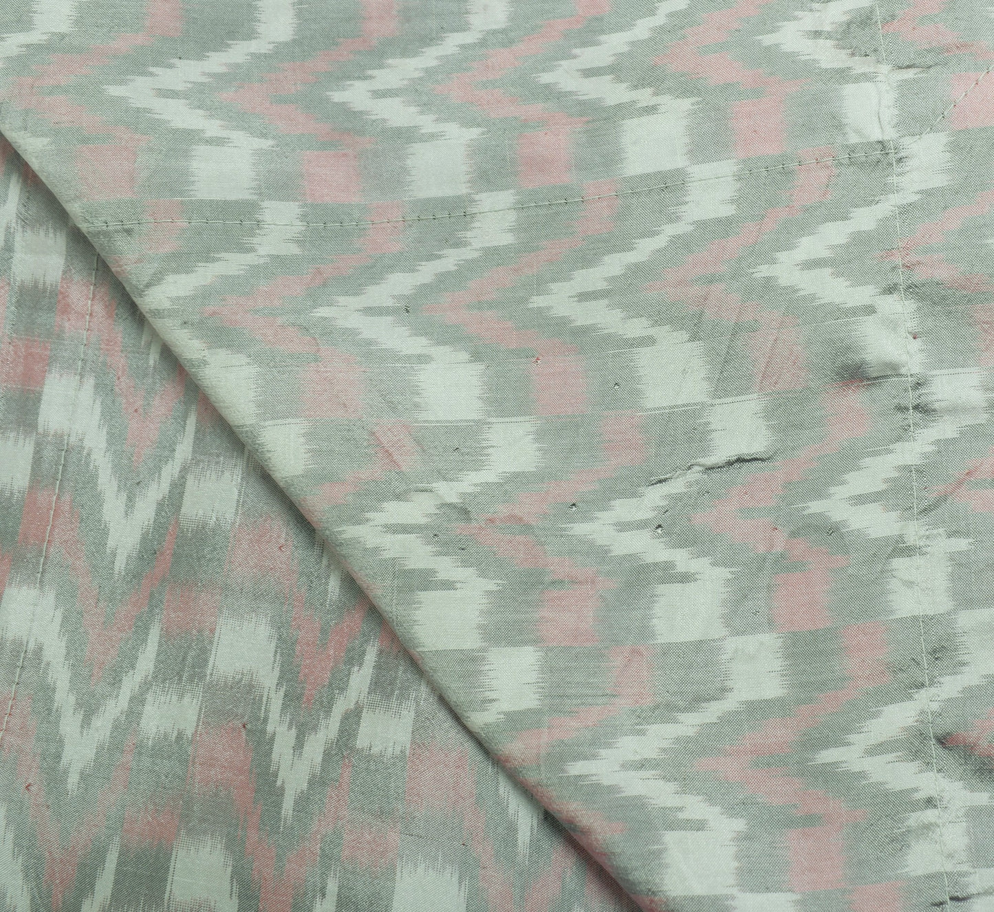 Sushila Vintage Gray Ikat Dupatta 100% Pure Silk Hand Woven Soft Long Stole Wrap