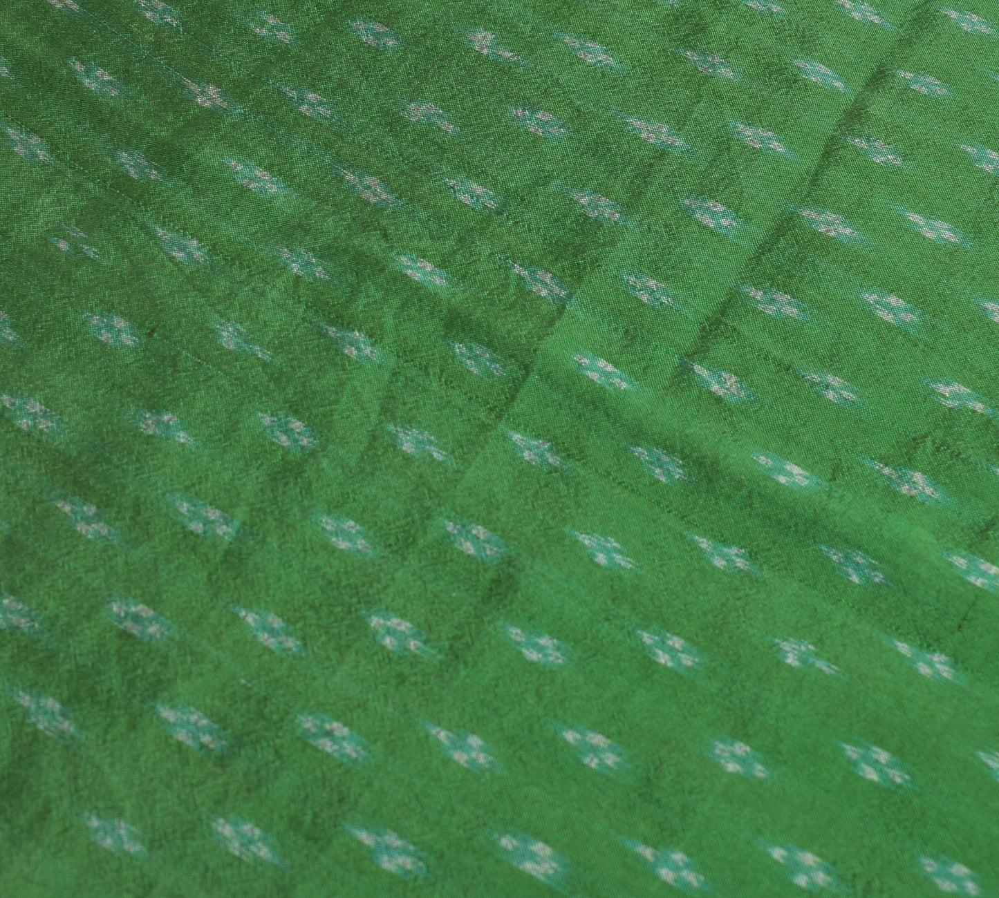 Sushila Vintage Green Ikat Dupatta Hand woven 100%Pure Silk Soft Long Stole Veil