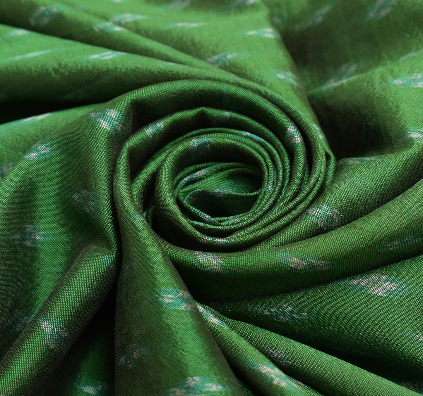Sushila Vintage Green Ikat Dupatta Hand woven 100%Pure Silk Soft Long Stole Veil