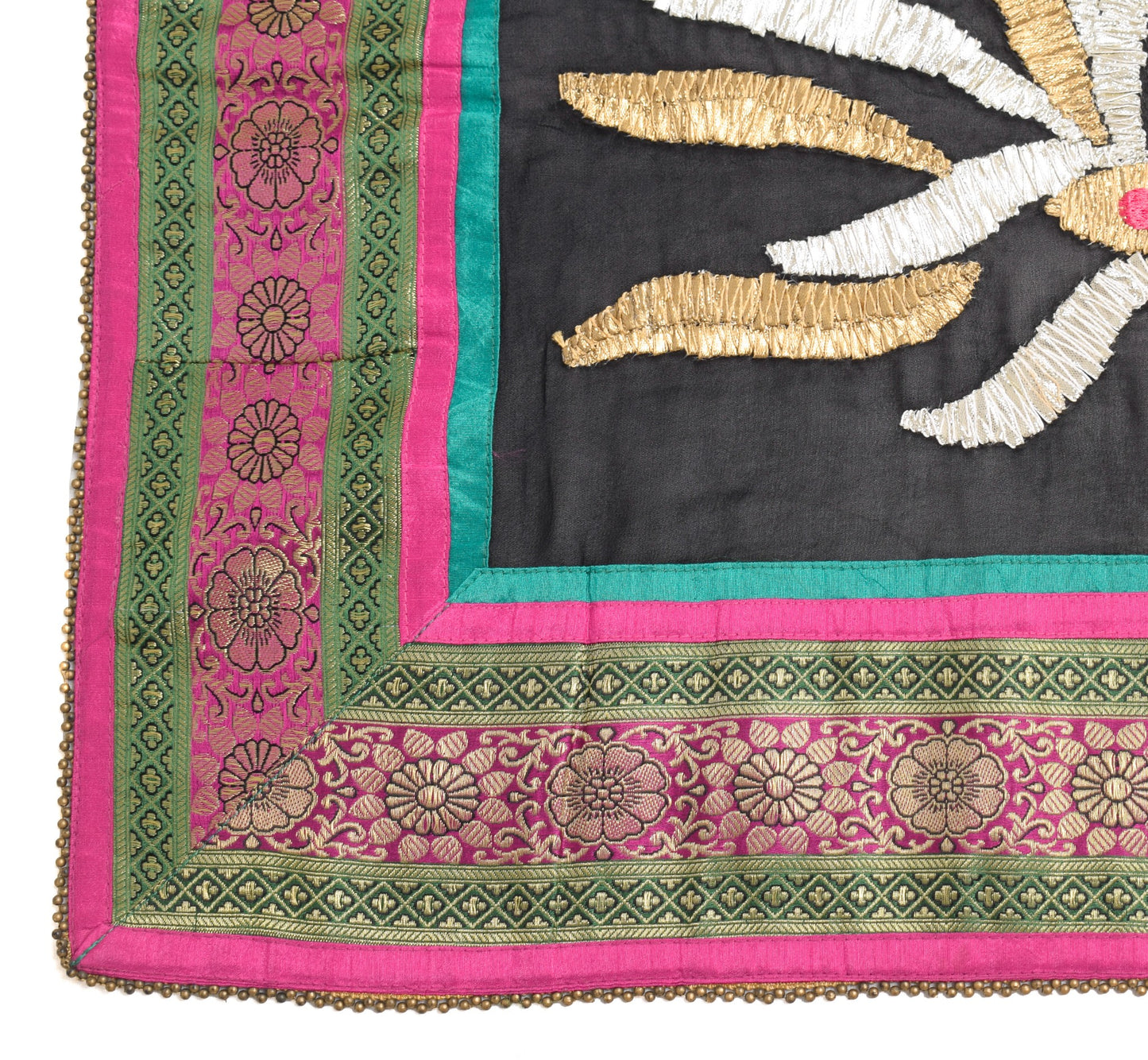 Sushila Vintage Black Gotta Patti Dupatta Pure Georgette Floral ClassyLong Stole