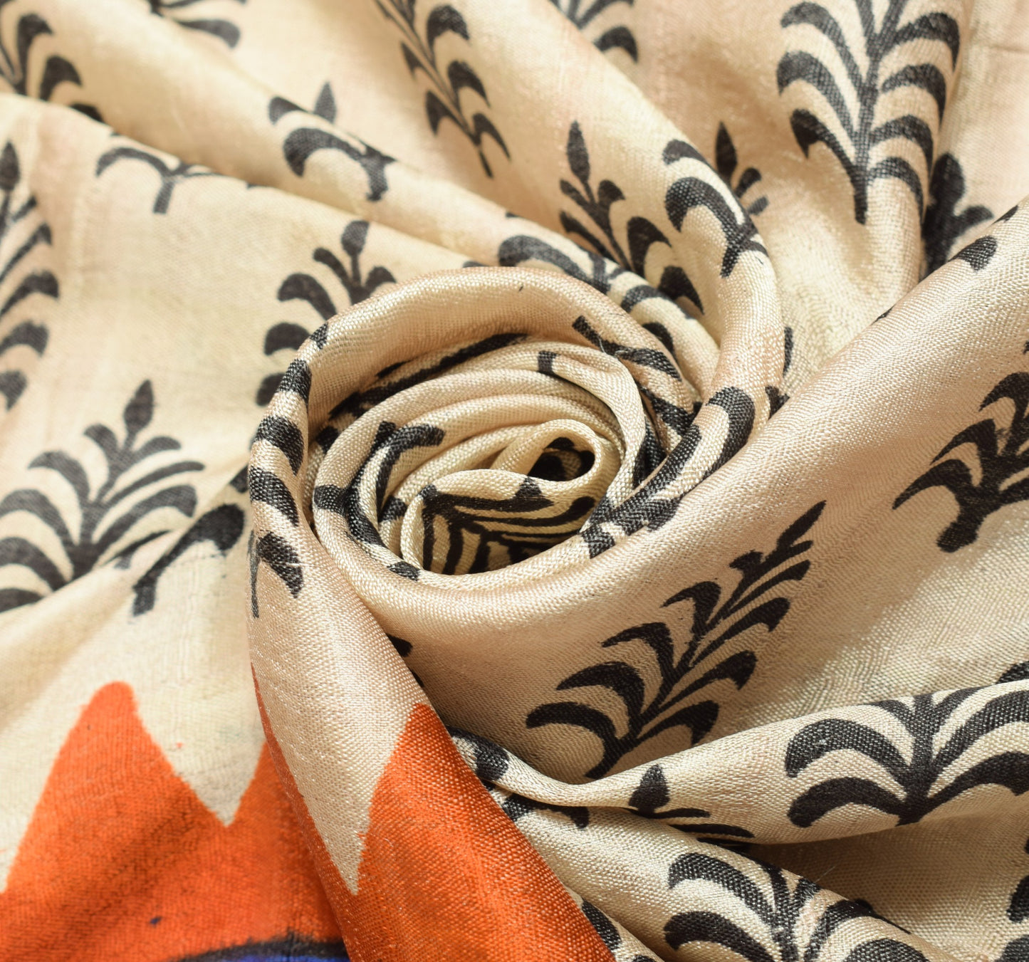 Sushila Vintage Cream Dupatta Hand Block Printed 100% Pure Rayon Soft Long Stole