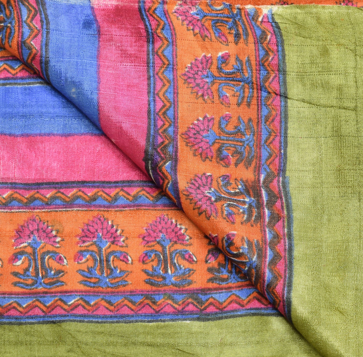 Sushila Vintage Cream Dupatta Hand Block Printed 100% Pure Rayon Soft Long Stole