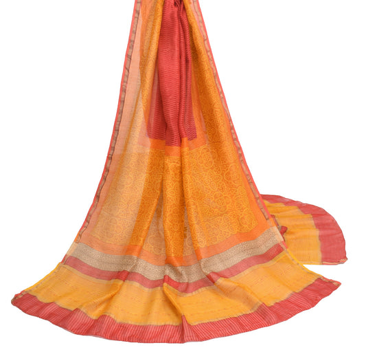 Sushila Vintage Mustard Dupatta Hand Block Printed Pure Cotton Soft Long Stole