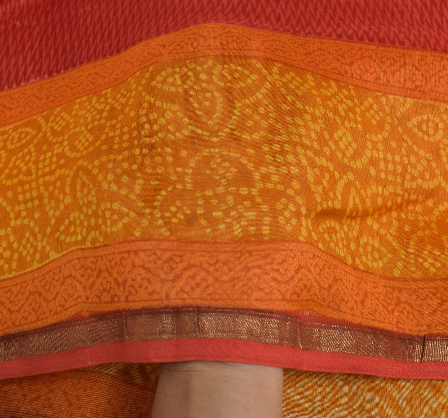 Sushila Vintage Mustard Dupatta Hand Block Printed Pure Cotton Soft Long Stole