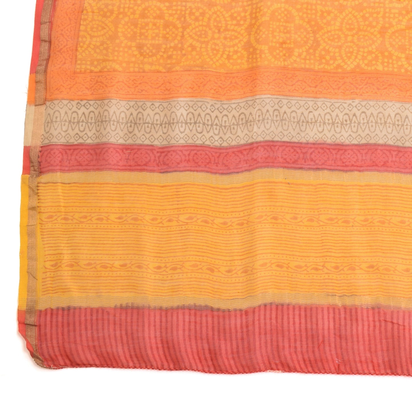 Sushila Vintage Mustard Dupatta Hand Block Printed Pure Cotton Soft Long Stole