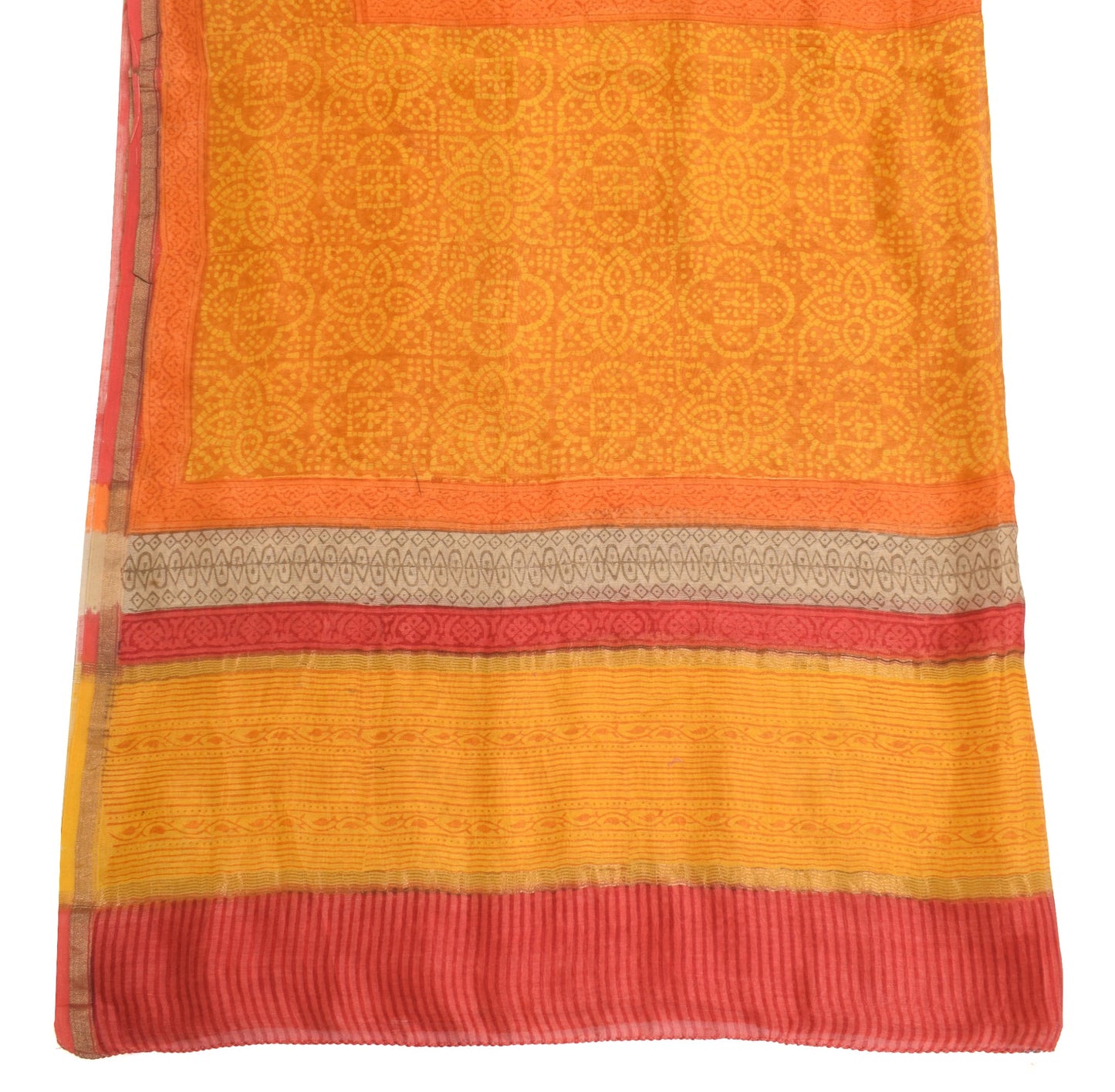 Sushila Vintage Mustard Dupatta Hand Block Printed Pure Cotton Soft Long Stole