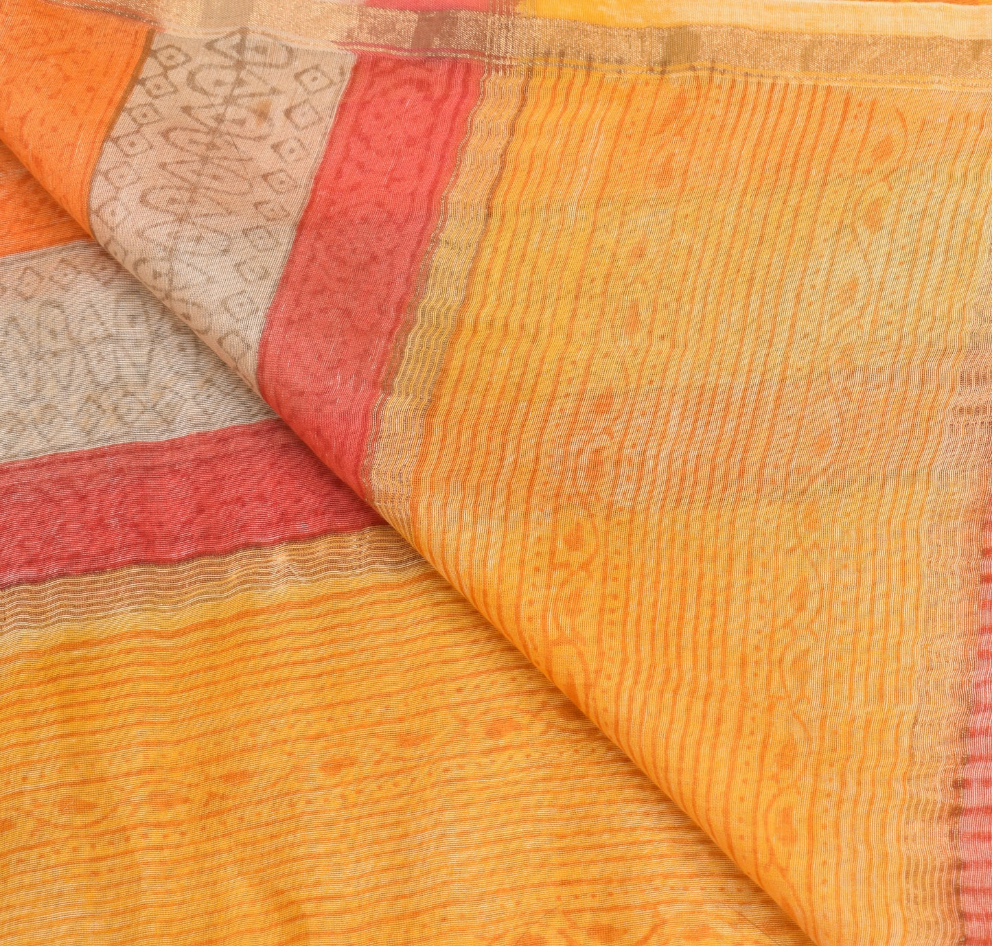 Sushila Vintage Mustard Dupatta Hand Block Printed Pure Cotton Soft Long Stole