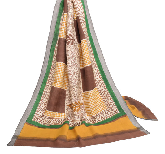 Sushila Vintage Pure Woolen Dupatta Hand Block Printed Multi-Color Long Stole