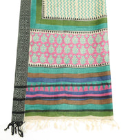 Sushila Vintage Cream Pure Woolen Dupatta Hand Block Printed Warm Long Stole