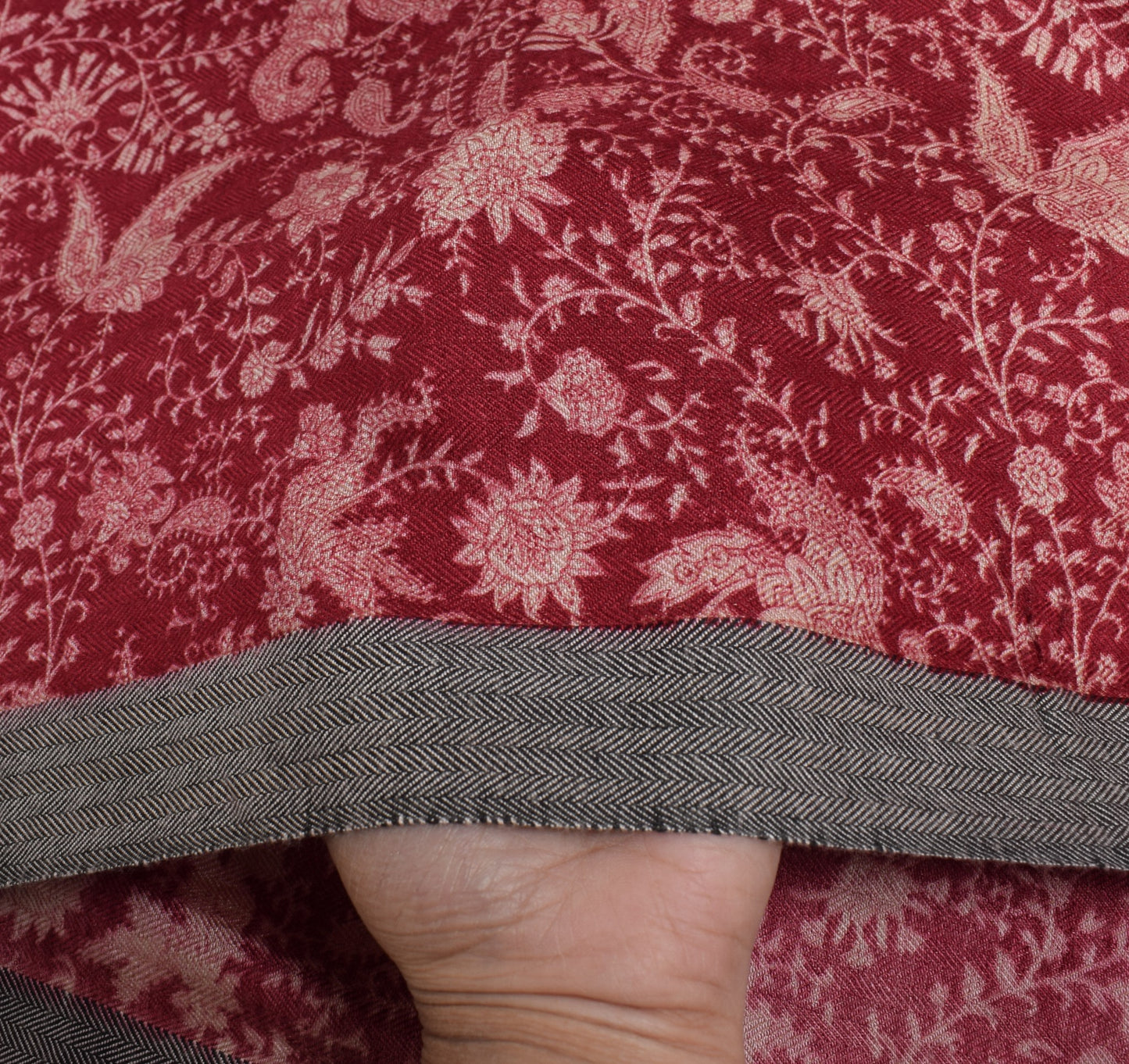 Sushila Vintage Maroon Dupatta 100% Pure Woolen Paisley Printed Warm Long Stole