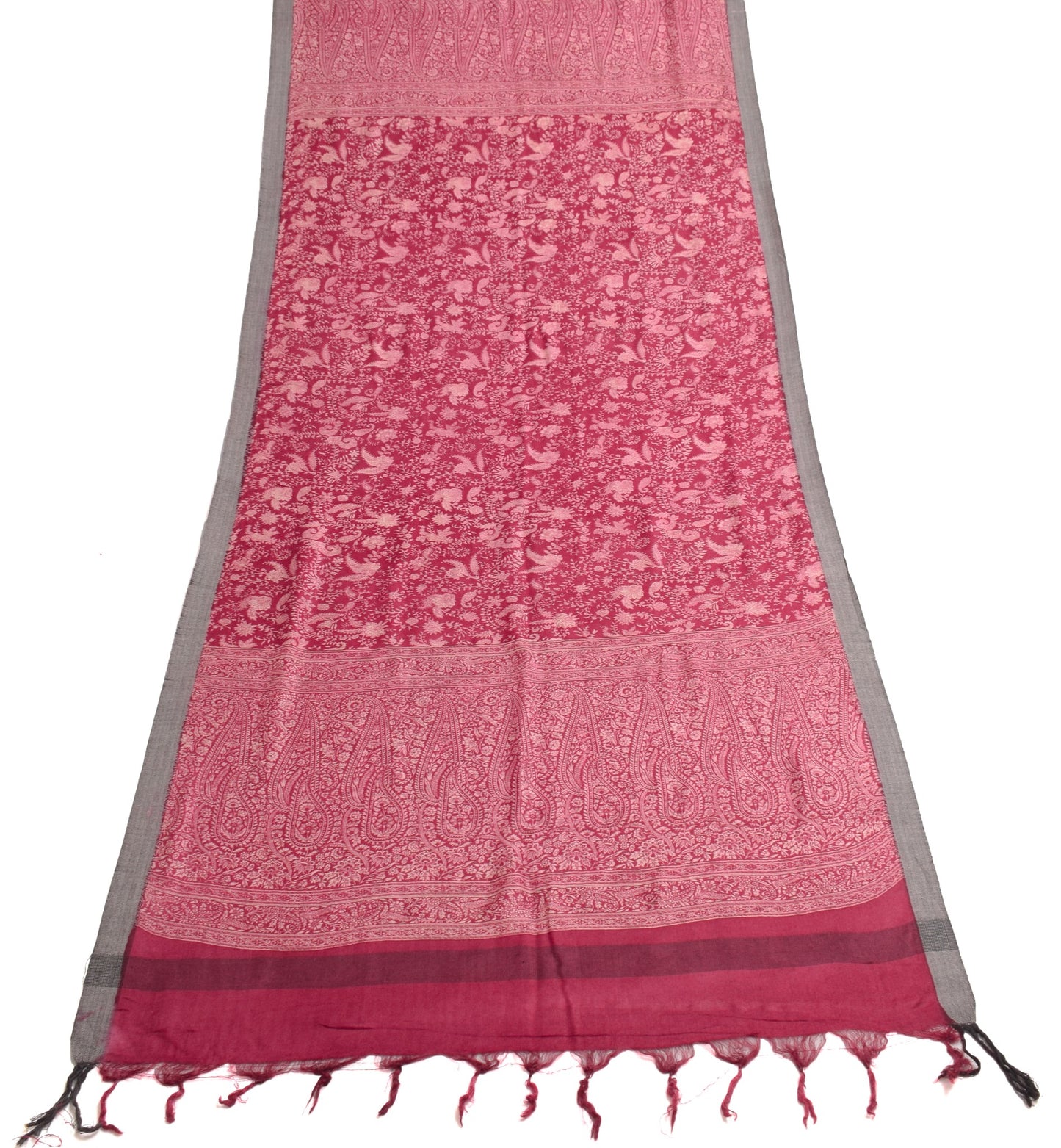 Sushila Vintage Maroon Dupatta 100% Pure Woolen Paisley Printed Warm Long Stole