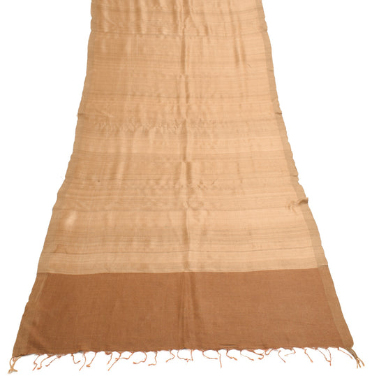 Sushila Vintage Light Brown Dupatta 100% Pure Khadi Woven Handloom Long Stole