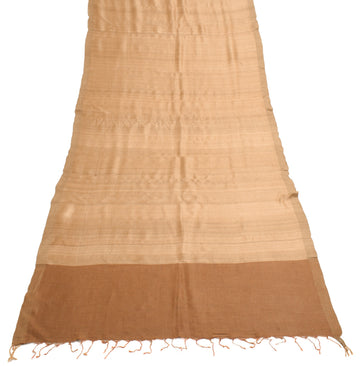Sushila Vintage Light Brown Dupatta 100% Pure Khadi Woven Handloom Long Stole