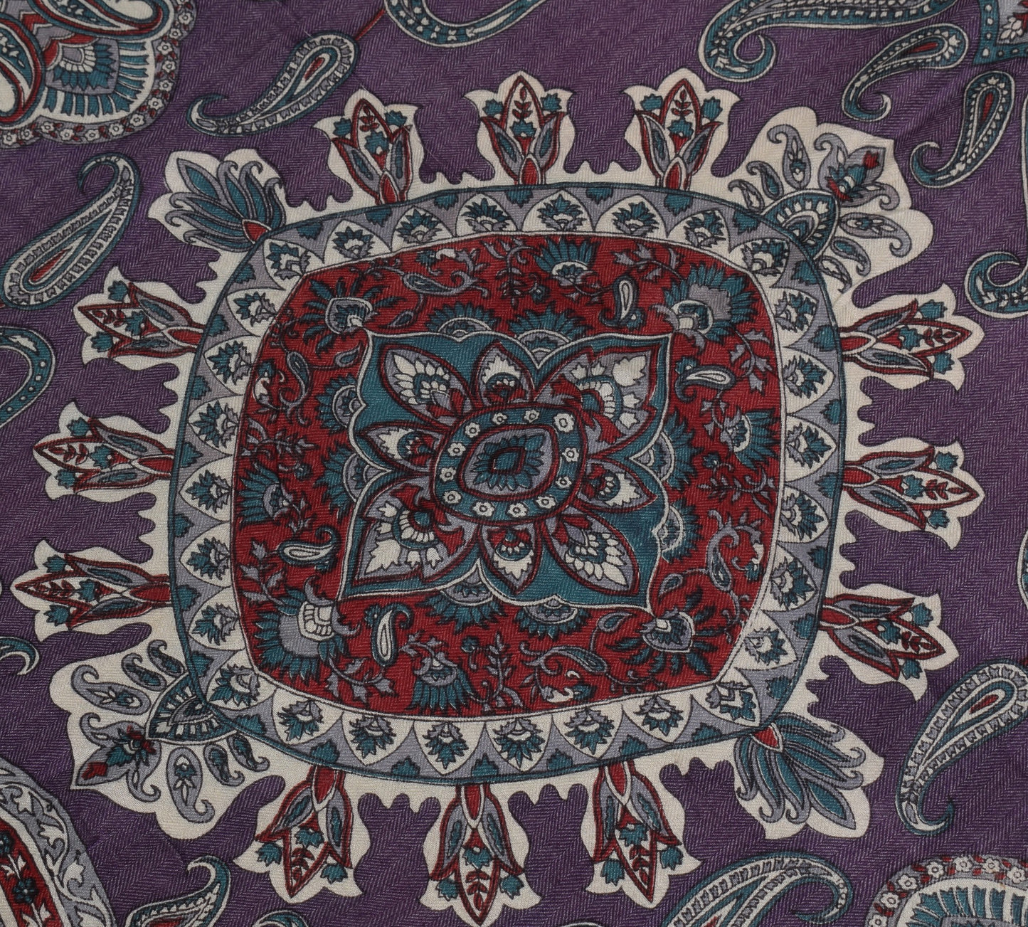 Sushila Vintage Purple Dupatta 100% Pure Woolen Woven Paisley Long Stole Shawl