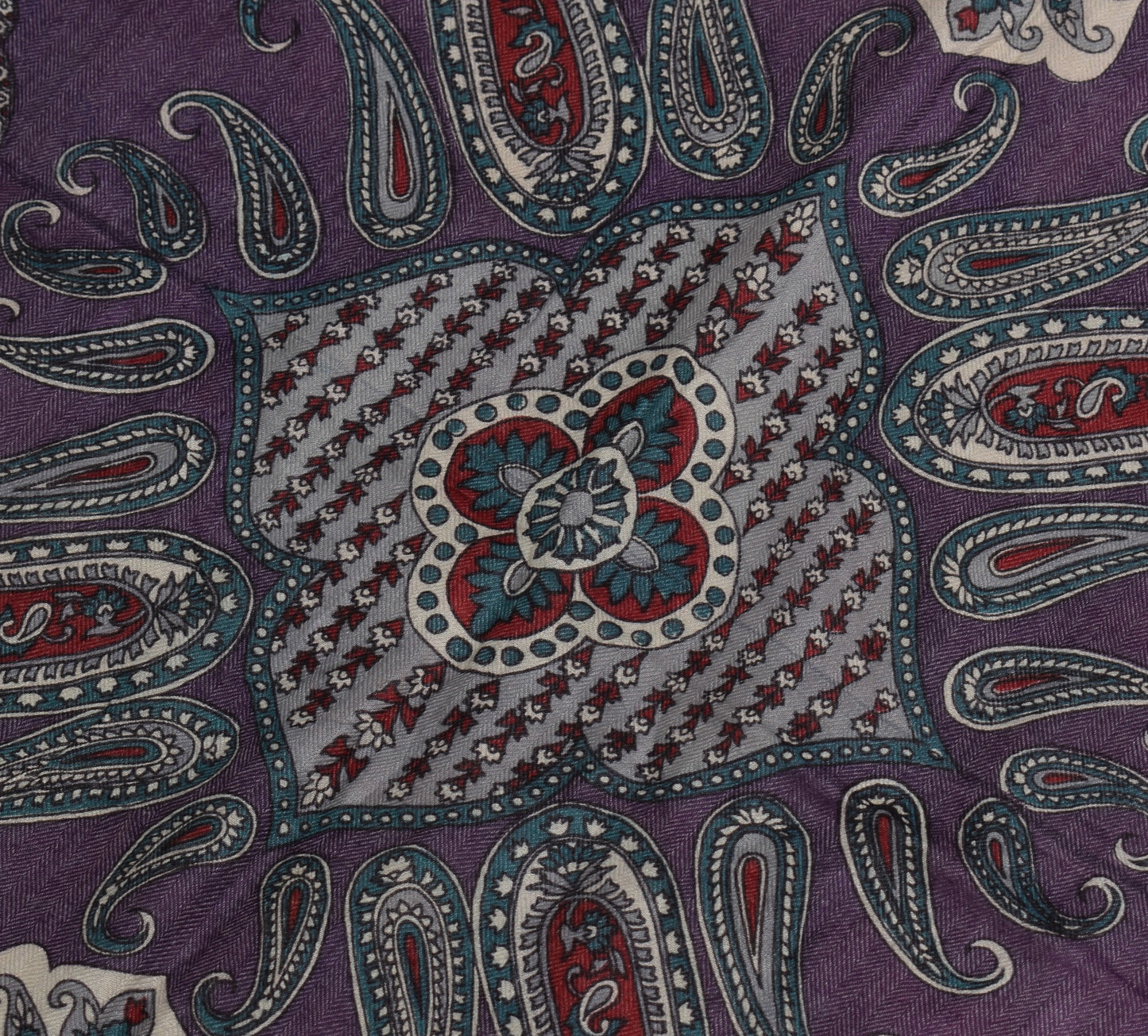 Sushila Vintage Purple Dupatta 100% Pure Woolen Woven Paisley Long Stole Shawl