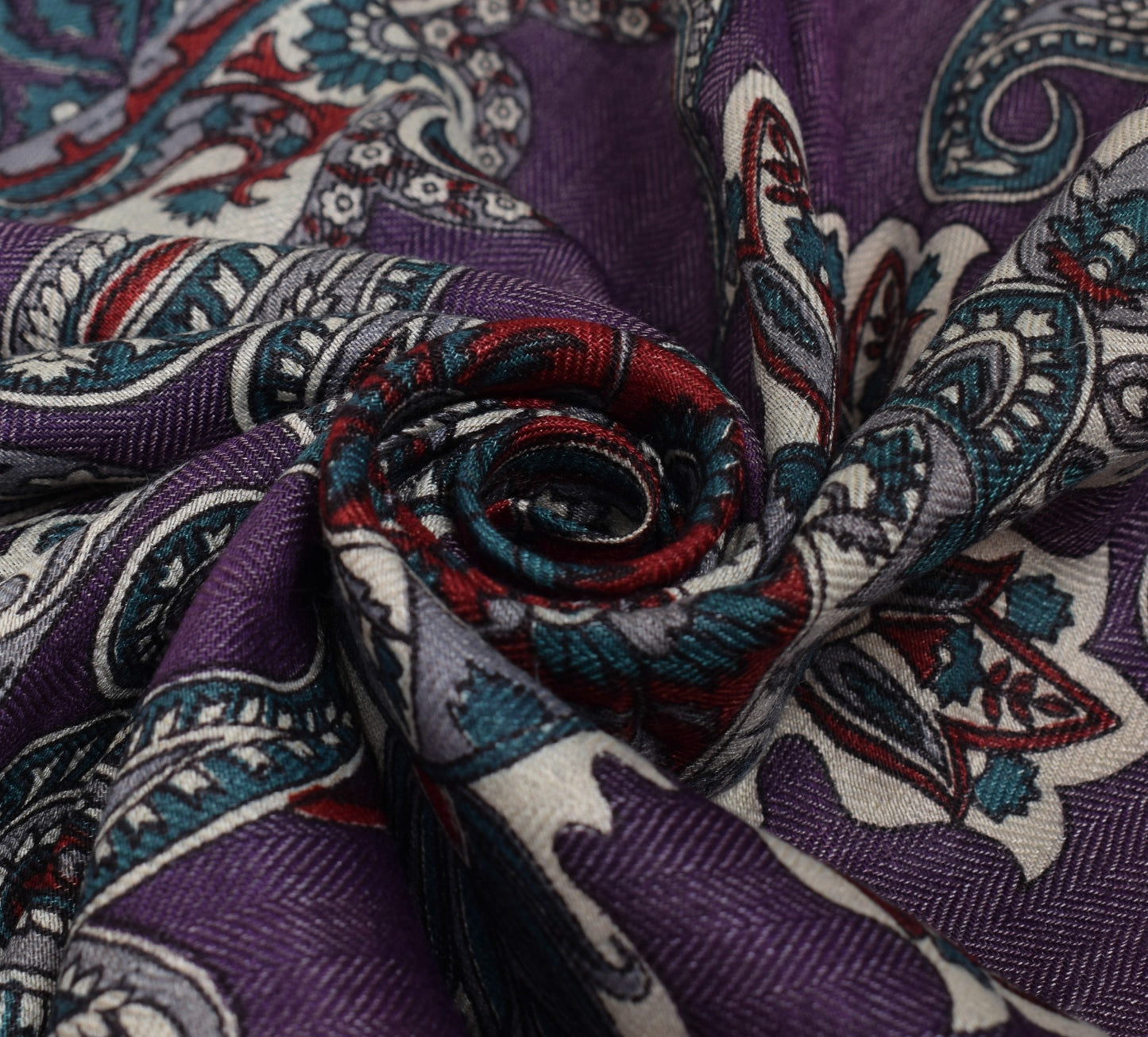 Sushila Vintage Purple Dupatta 100% Pure Woolen Woven Paisley Long Stole Shawl