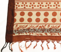 Sushila Vintage Cream Dupatta Pure woolen Hand Block Printed Soft WarmLong Stole