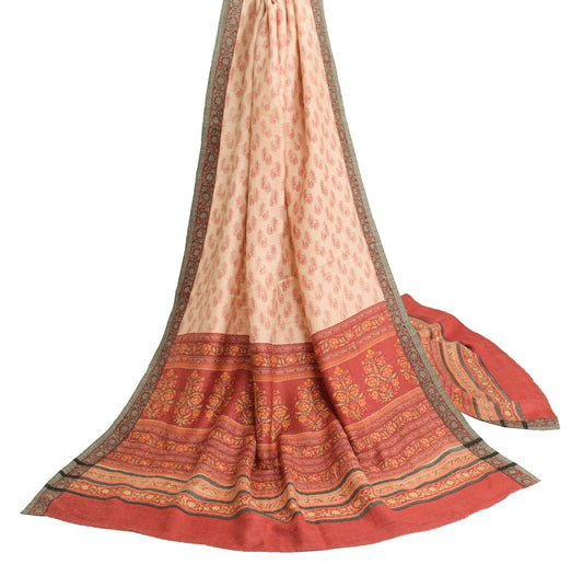 Sushila Vintage Floral Dupatta 100%Pure Woolen Hand Block Printed Soft LongStole